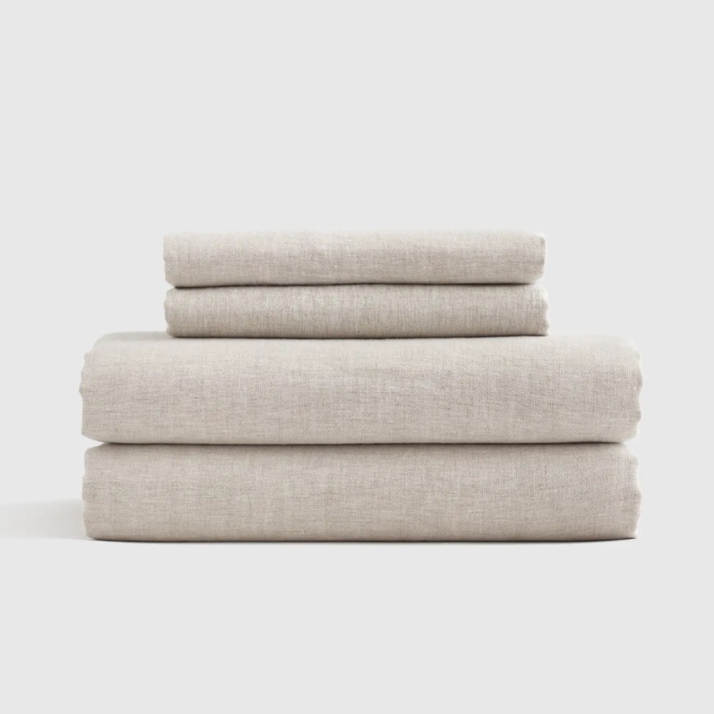 SOLD Quince Queen Linen Sheet Set Chambray